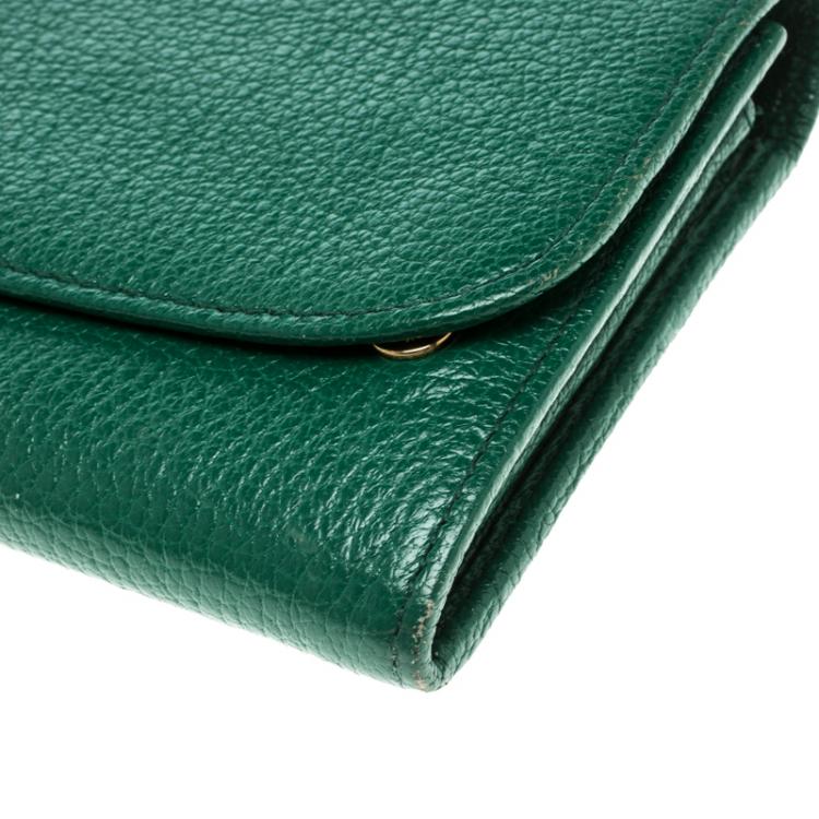 Pre Owned Miu Miu Green Leather Continental Wallet
