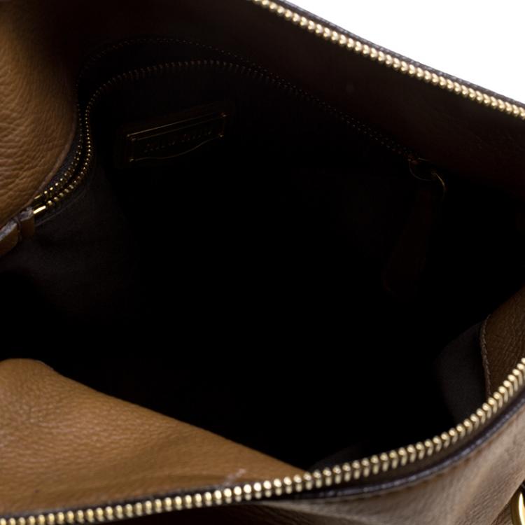 Pre Owned Miu Miu Brown Leather Bow Top Handle Bag
