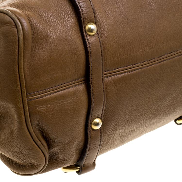 Pre Owned Miu Miu Brown Leather Bow Top Handle Bag