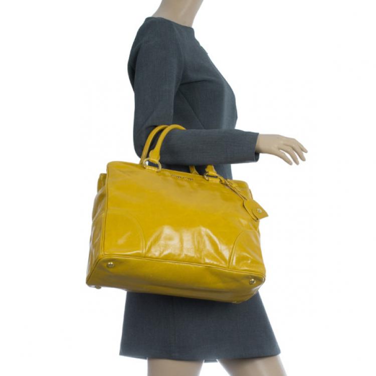 Pre Owned Miu Miu Yellow Vitello Shine Tote