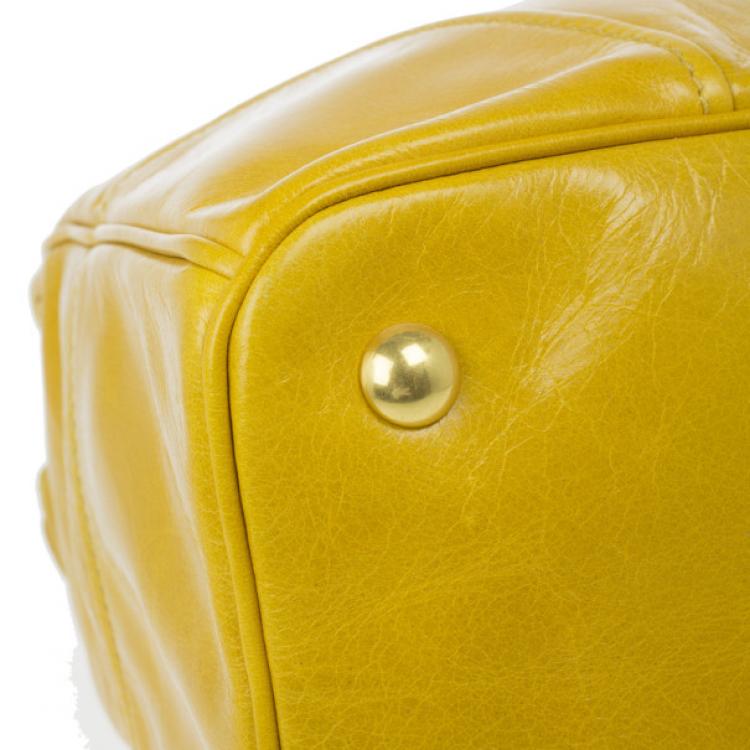 Pre Owned Miu Miu Yellow Vitello Shine Tote