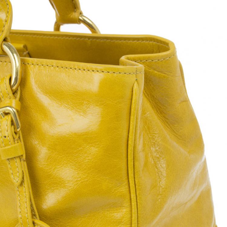 Pre Owned Miu Miu Yellow Vitello Shine Tote