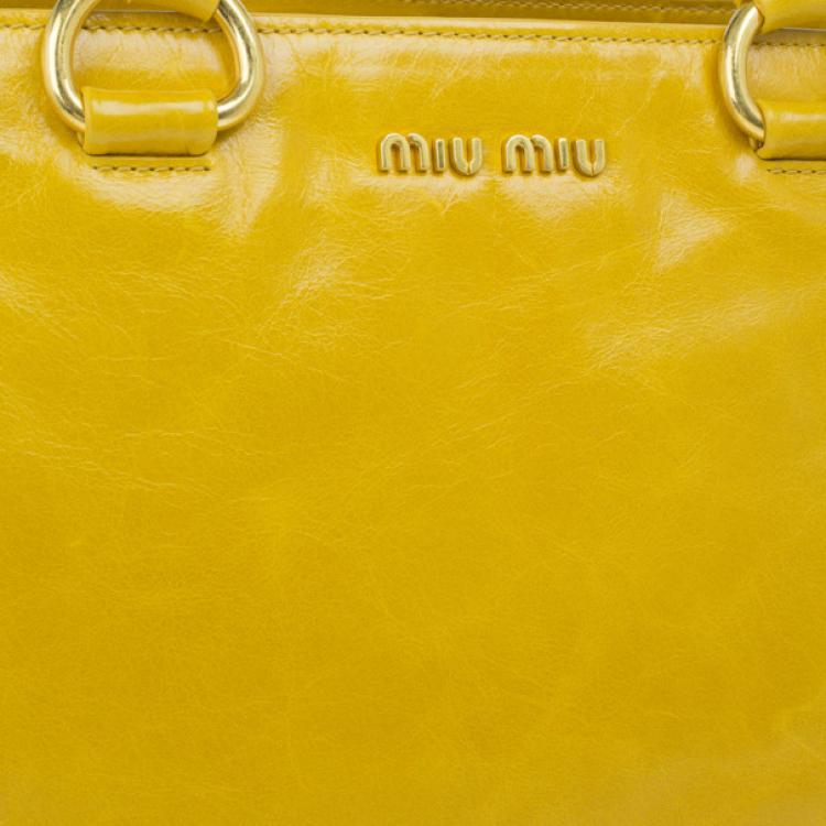 Pre Owned Miu Miu Yellow Vitello Shine Tote