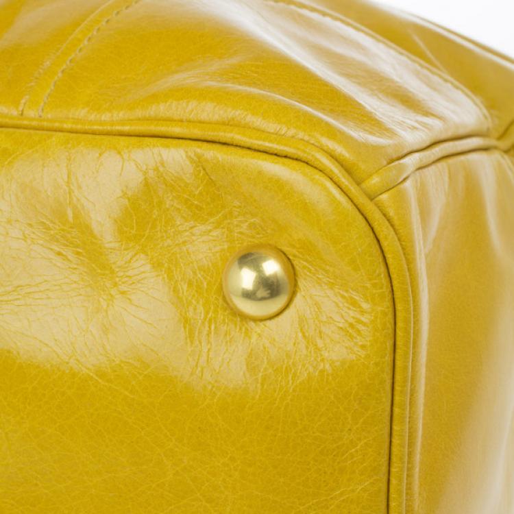 Pre Owned Miu Miu Yellow Vitello Shine Tote