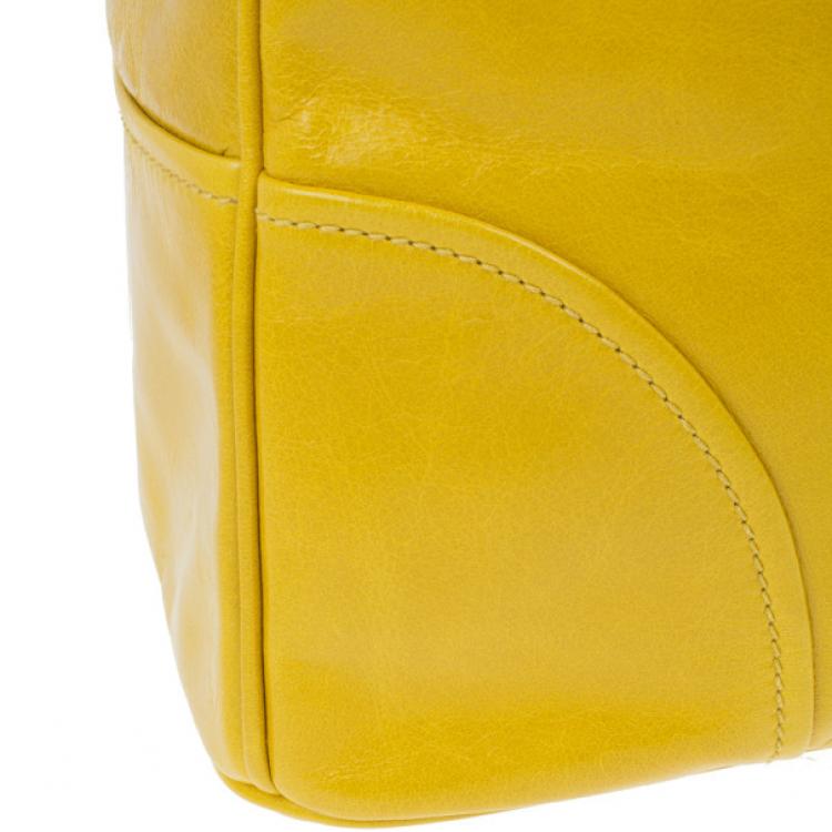 Pre Owned Miu Miu Yellow Vitello Shine Tote
