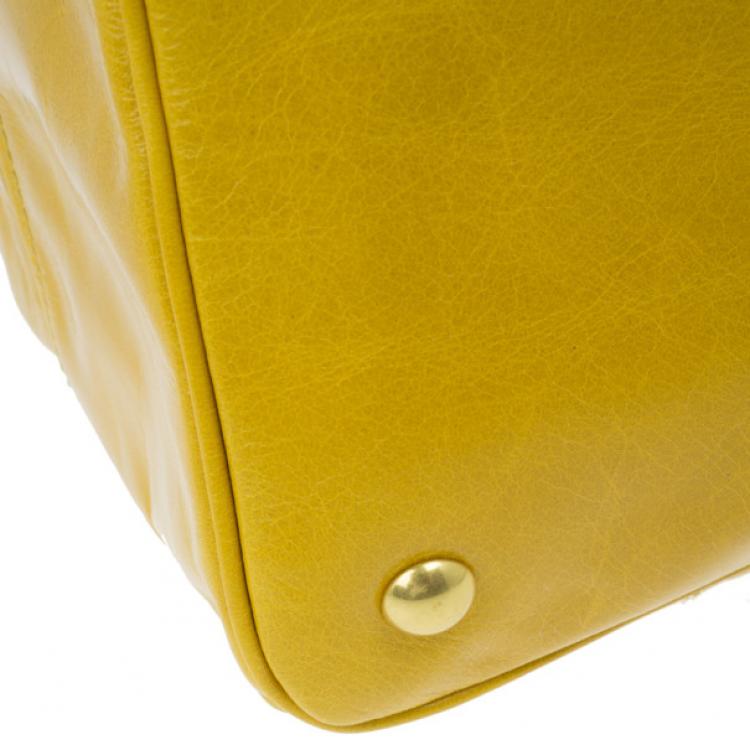 Pre Owned Miu Miu Yellow Vitello Shine Tote