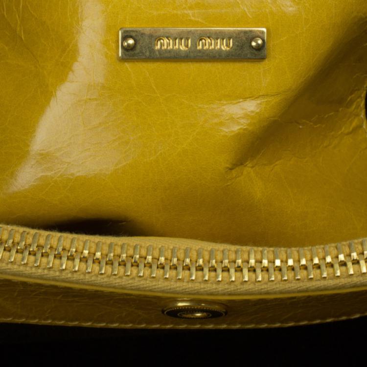 Pre Owned Miu Miu Yellow Vitello Shine Tote