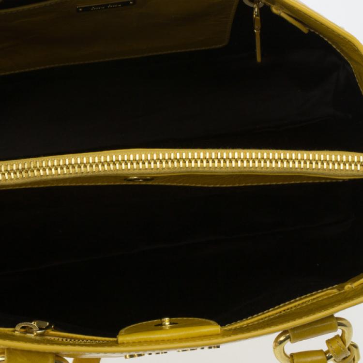 Pre Owned Miu Miu Yellow Vitello Shine Tote