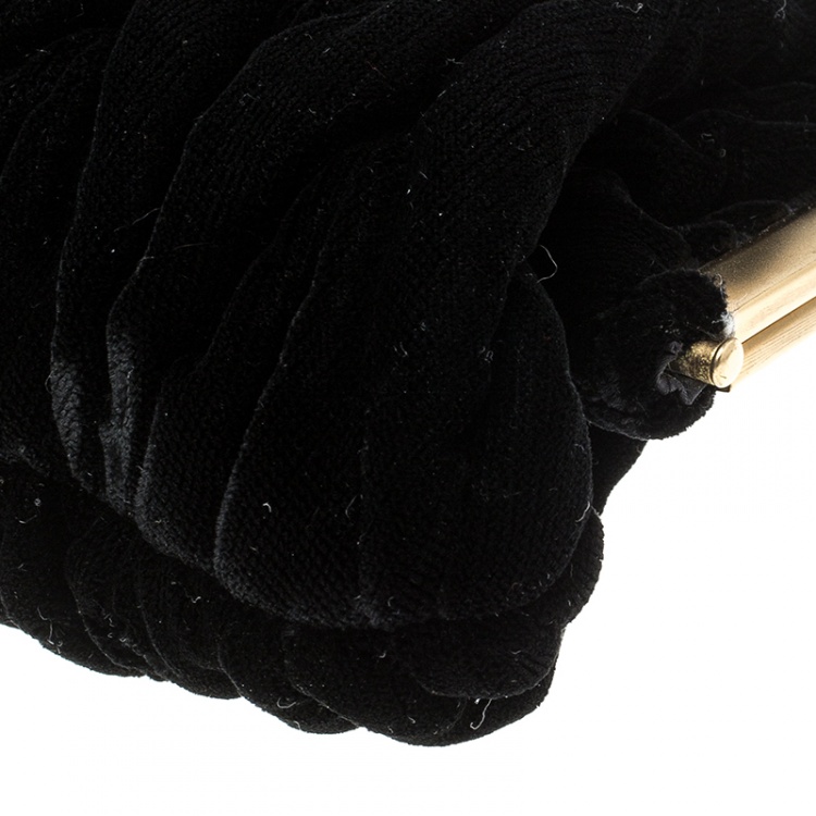 Pre Owned Miu Miu Black Velvet Chain Clutch Bag