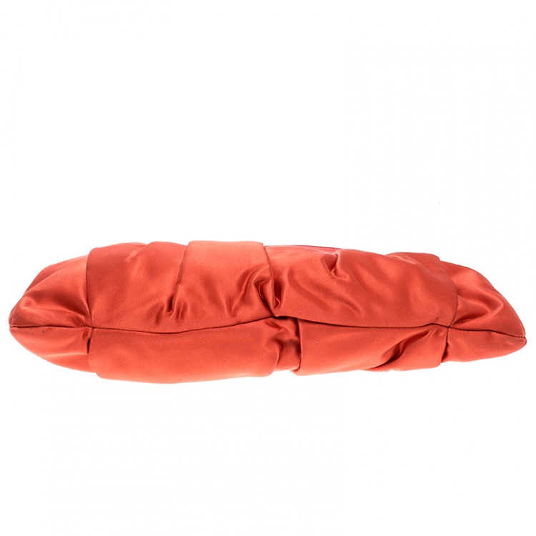 Pre Owned Miu Miu Orange Satin Frame Clutch