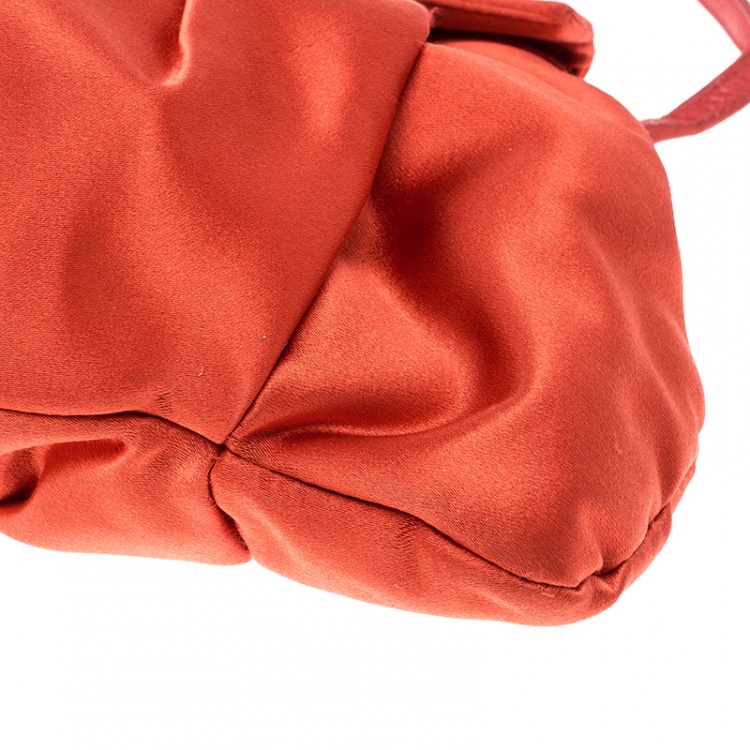 Pre Owned Miu Miu Orange Satin Frame Clutch