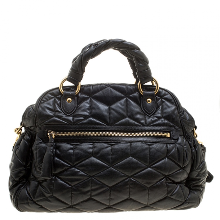 Pre Owned Miu Miu Black Matelasse Leather Satchel