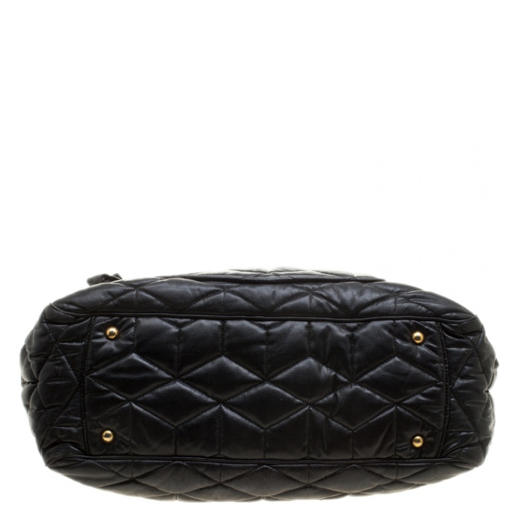 Pre Owned Miu Miu Black Matelasse Leather Satchel