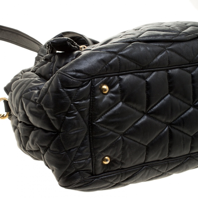 Pre Owned Miu Miu Black Matelasse Leather Satchel