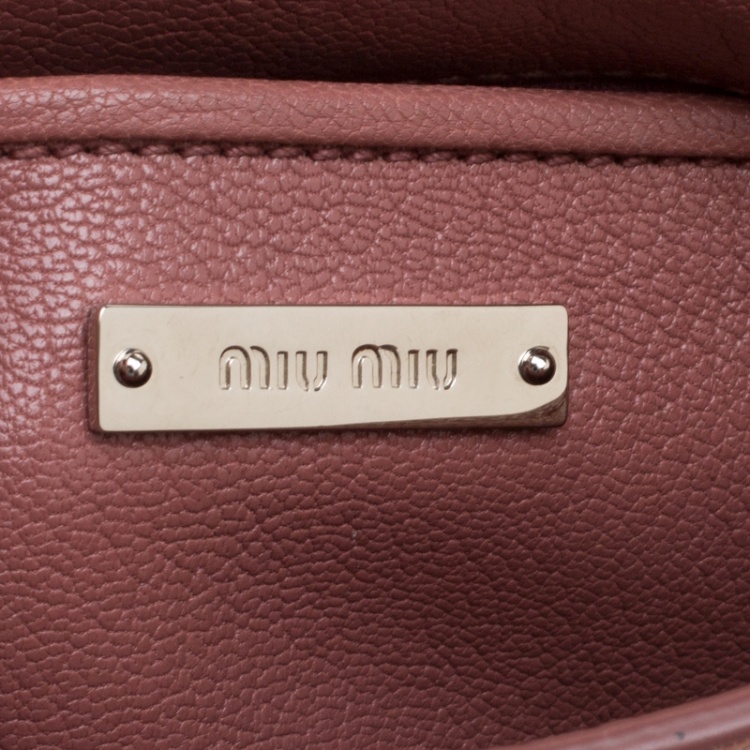 Pre Owned Miu Miu Dusty Pink Leather Madras Shoulder Bag