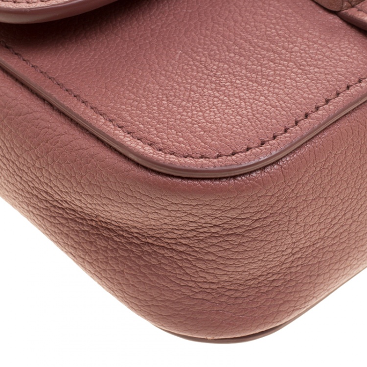 Pre Owned Miu Miu Dusty Pink Leather Madras Shoulder Bag