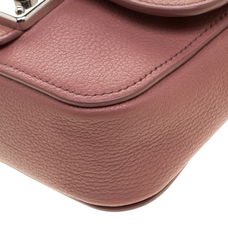 Pre Owned Miu Miu Dusty Pink Leather Madras Shoulder Bag