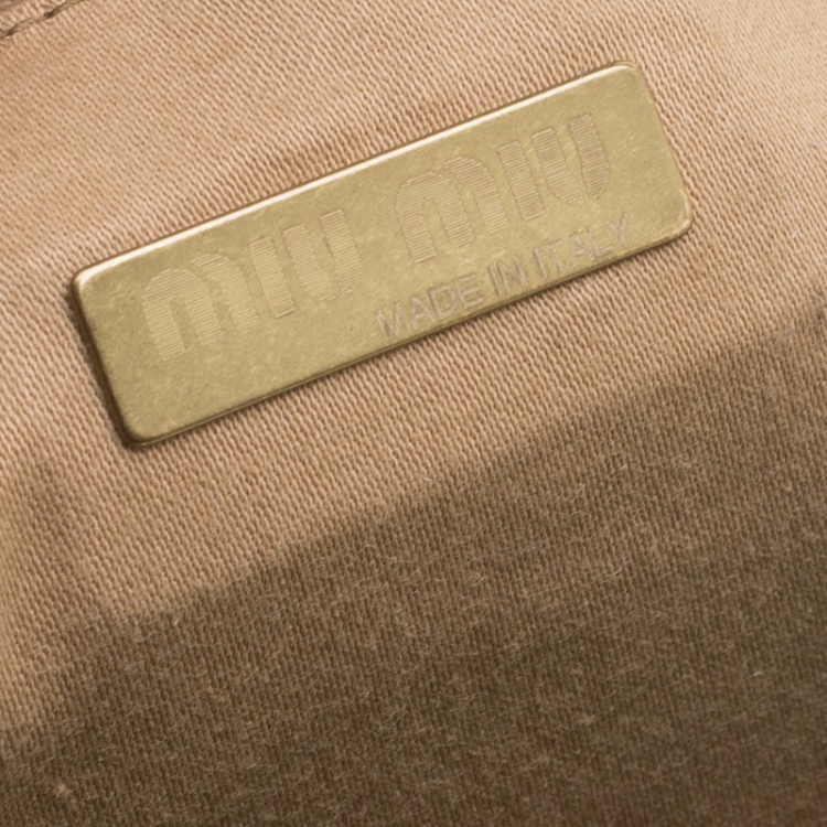 Pre Owned Miu Miu Green Sequin and Beads Bamboo Handle Bag