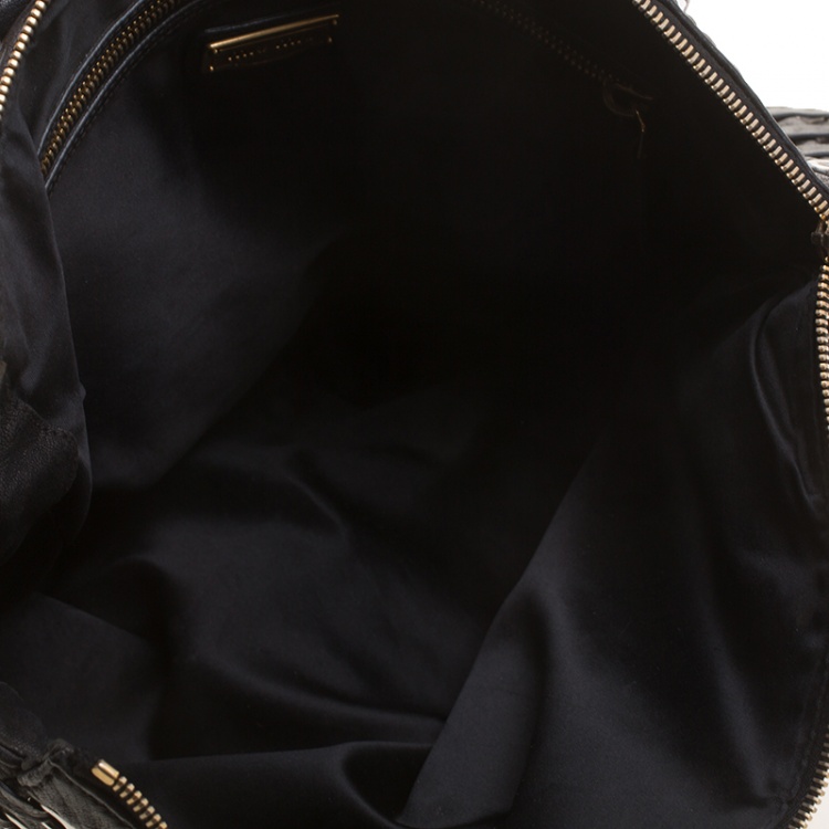Pre Owned Miu Miu Black Leather Studded Monk Bag