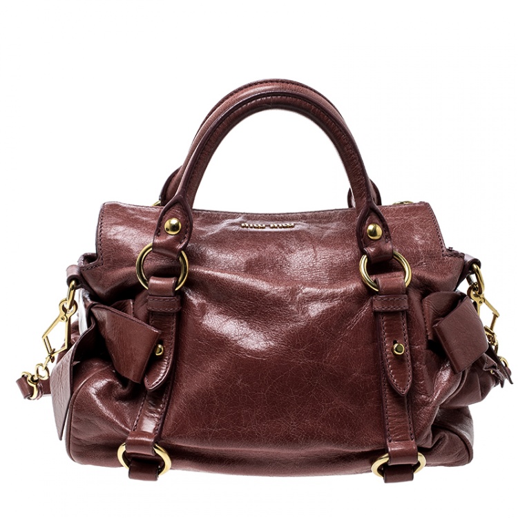 Miu Miu Vitello Lux Bow Bag With Lock, Women's Fashion, Bags