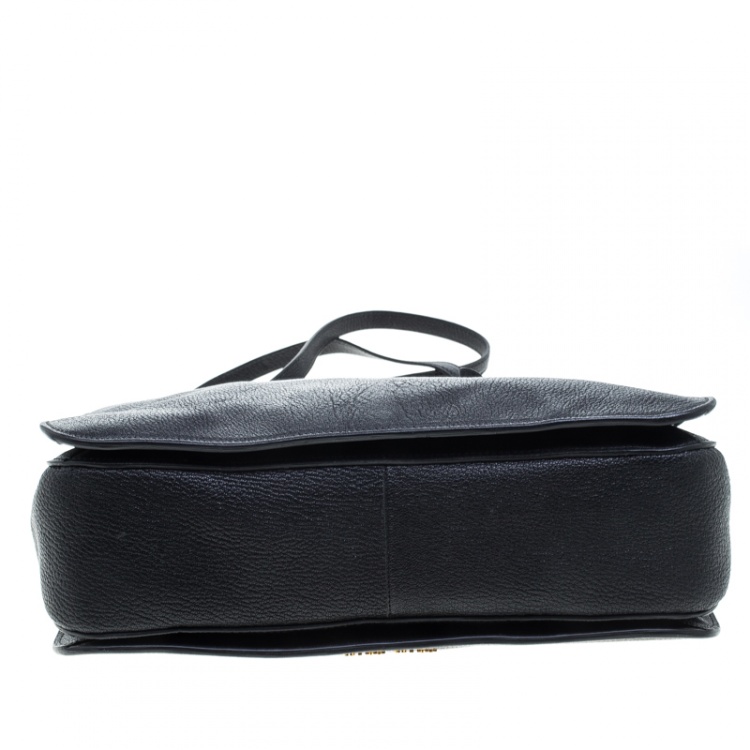 Pre Owned Miu Miu Black Leather Madras Executive Tote