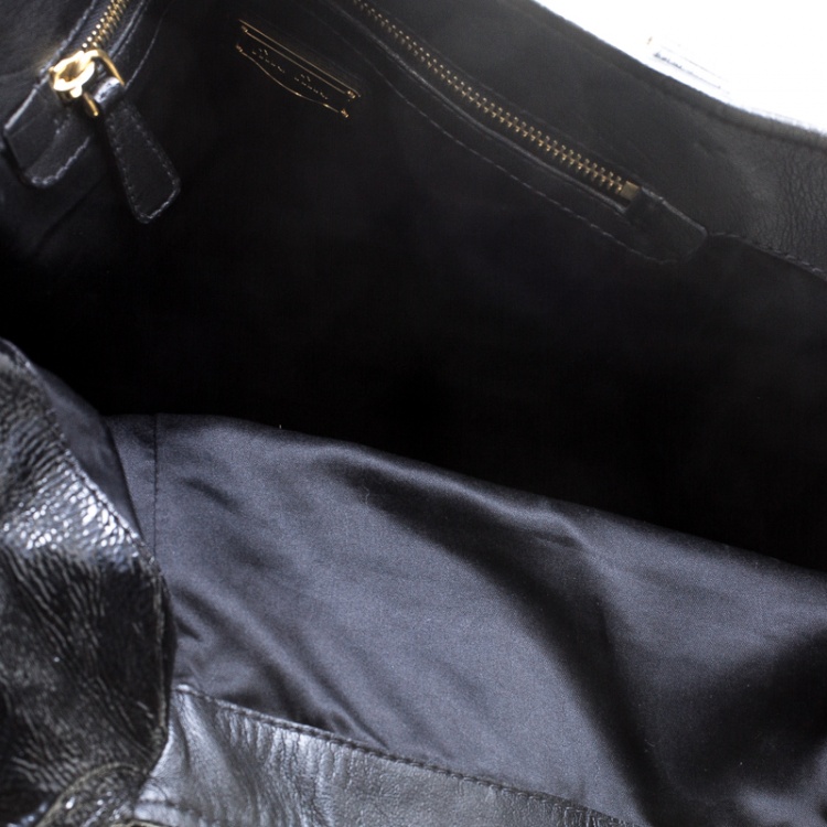 Pre Owned Miu Miu Black Patent Leather Front Pocket Tote