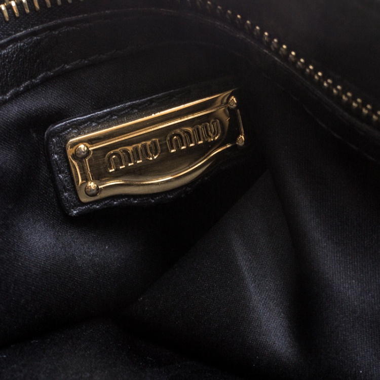Pre Owned Miu Miu Black Patent Leather Front Pocket Tote