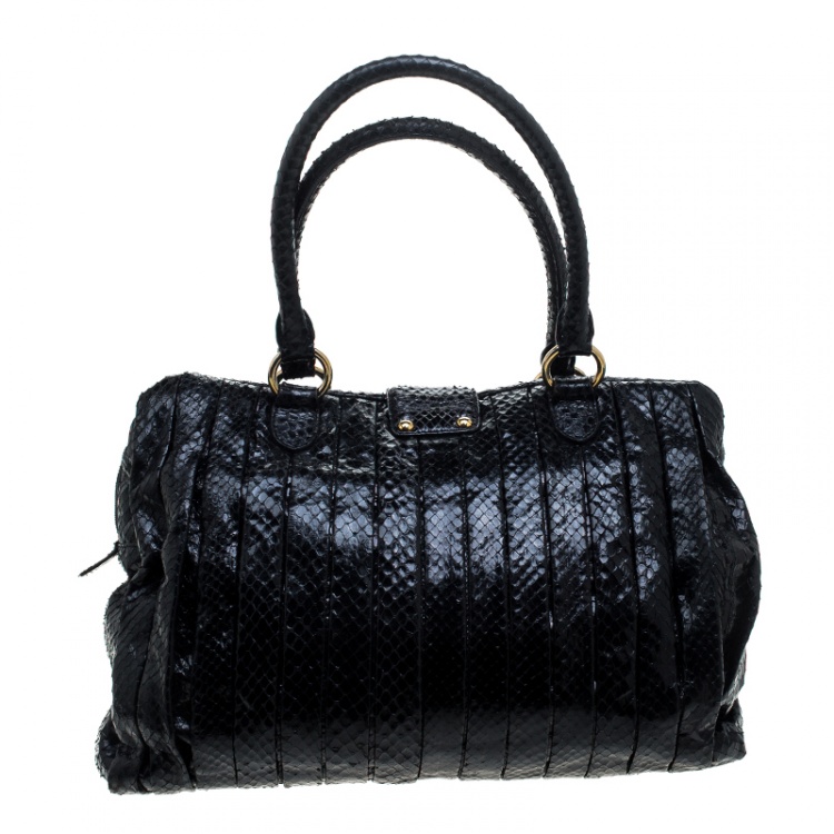 Pre Owned Miu Miu Black Python Embossed Satchel