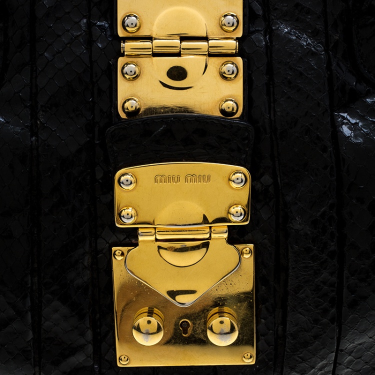 Pre Owned Miu Miu Black Python Embossed Satchel