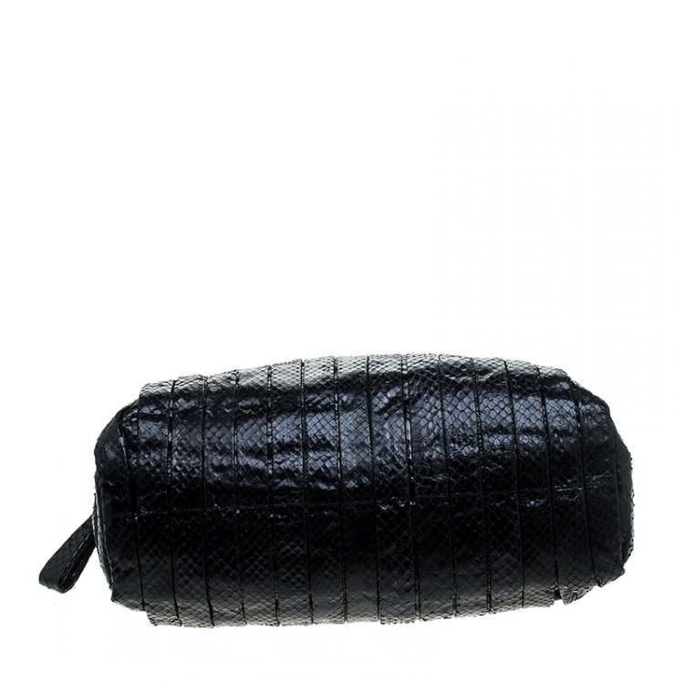 Pre Owned Miu Miu Black Python Embossed Satchel