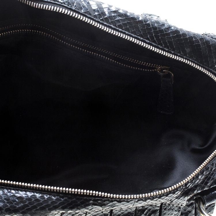 Pre Owned Miu Miu Black Python Embossed Satchel