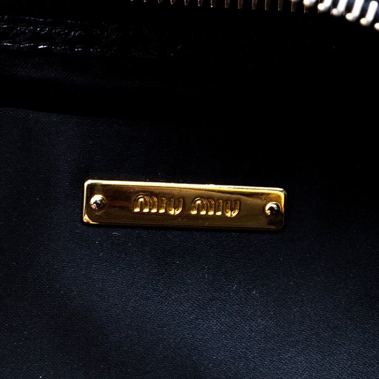 Pre Owned Miu Miu Black Python Embossed Satchel