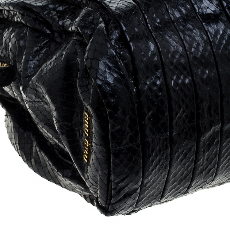Pre Owned Miu Miu Black Python Embossed Satchel