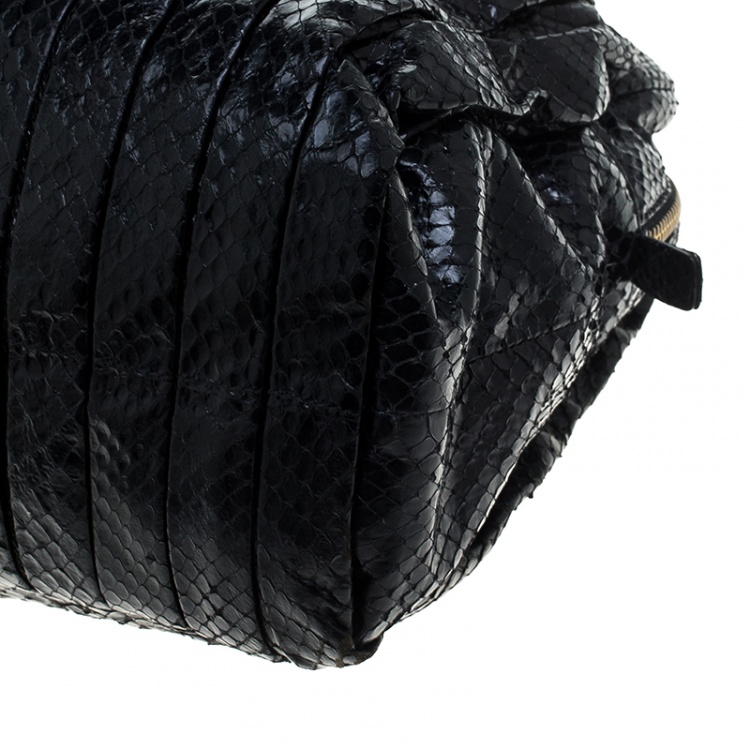 Pre Owned Miu Miu Black Python Embossed Satchel