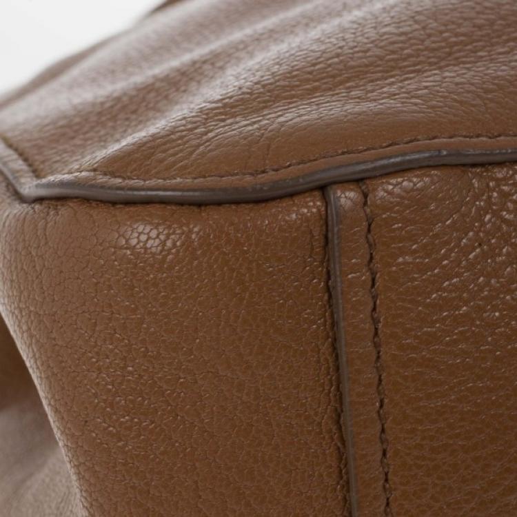 Pre Owned Miu Miu Brown Leather Textured Tote