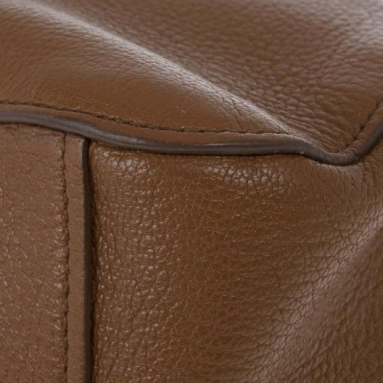 Pre Owned Miu Miu Brown Leather Textured Tote