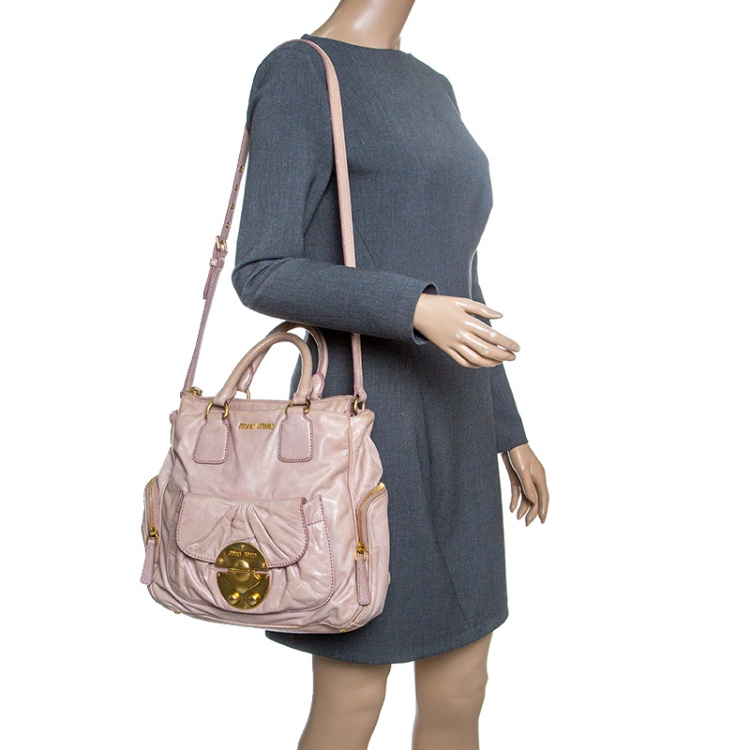 Pre Owned Miu Miu Pink Leather Shoulder Bag
