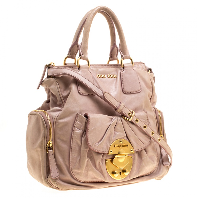 Pre Owned Miu Miu Pink Leather Shoulder Bag