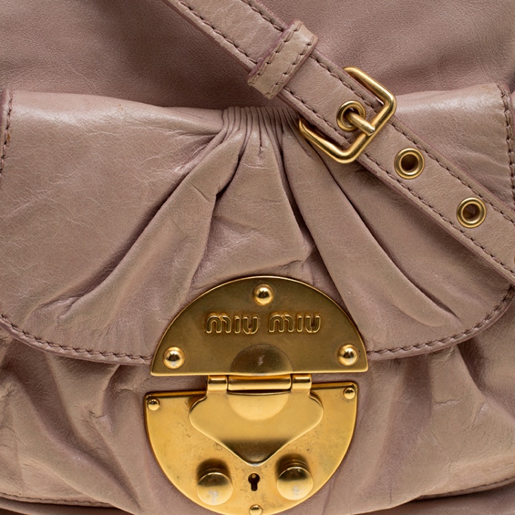 Pre Owned Miu Miu Pink Leather Shoulder Bag