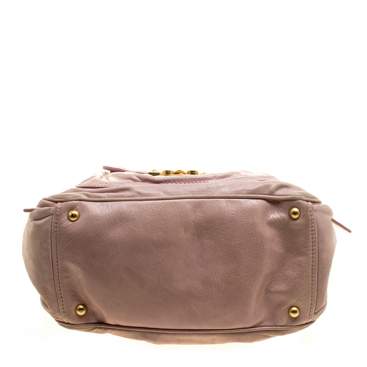 Pre Owned Miu Miu Pink Leather Shoulder Bag