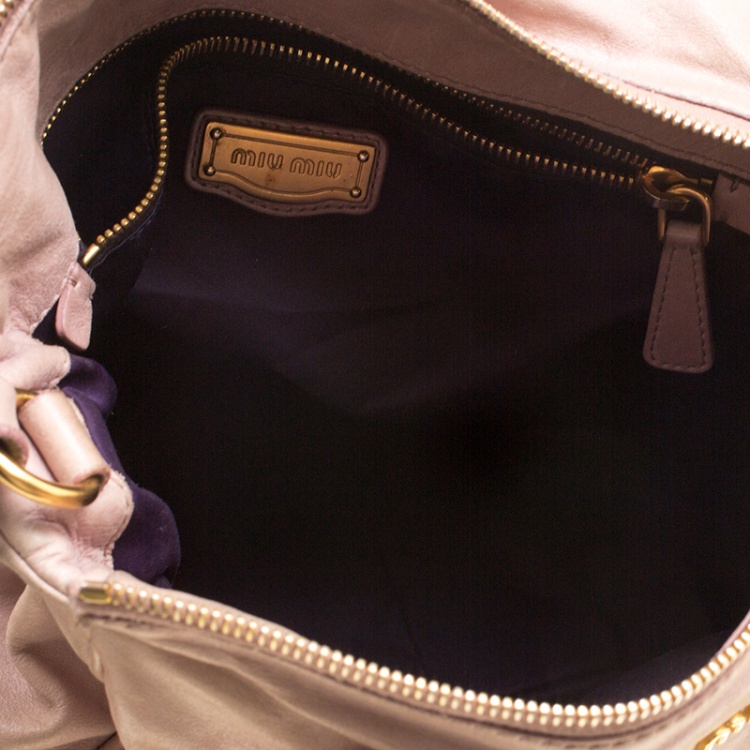 Pre Owned Miu Miu Pink Leather Shoulder Bag