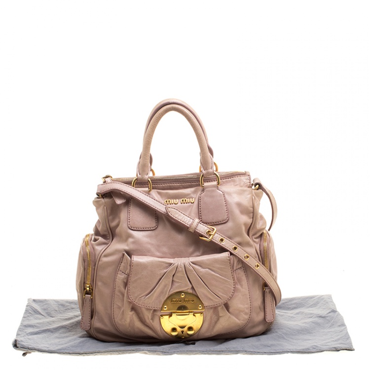 Pre Owned Miu Miu Pink Leather Shoulder Bag