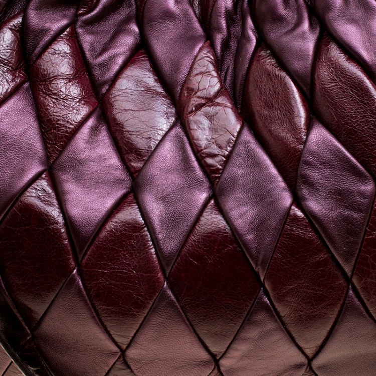 Pre Owned Miu Miu Purple Matelasse Leather Hobo