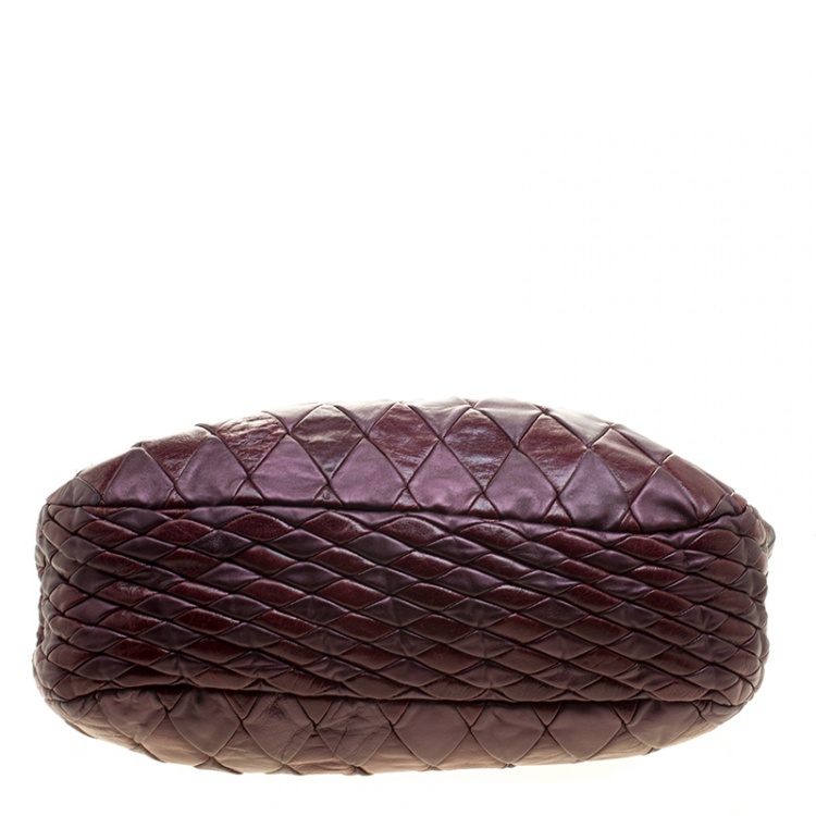 Pre Owned Miu Miu Purple Matelasse Leather Hobo