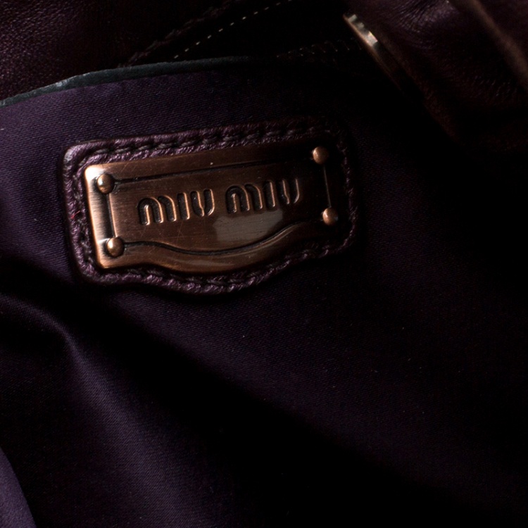 Pre Owned Miu Miu Purple Matelasse Leather Hobo