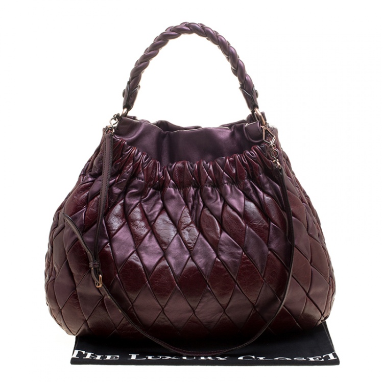 Pre Owned Miu Miu Purple Matelasse Leather Hobo