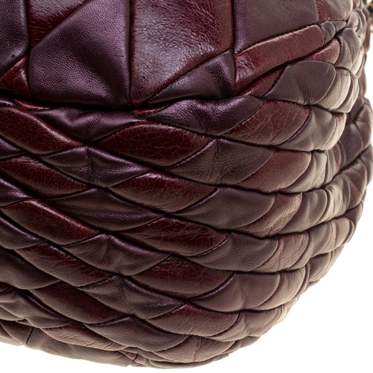 Pre Owned Miu Miu Purple Matelasse Leather Hobo