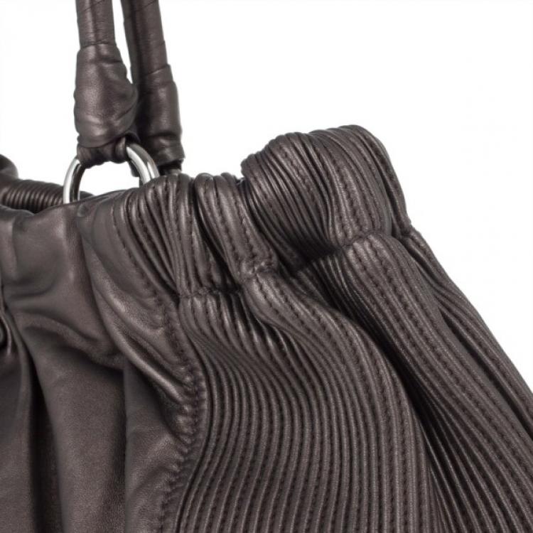 Pre Owned Miu Miu Bronze Leather Tote