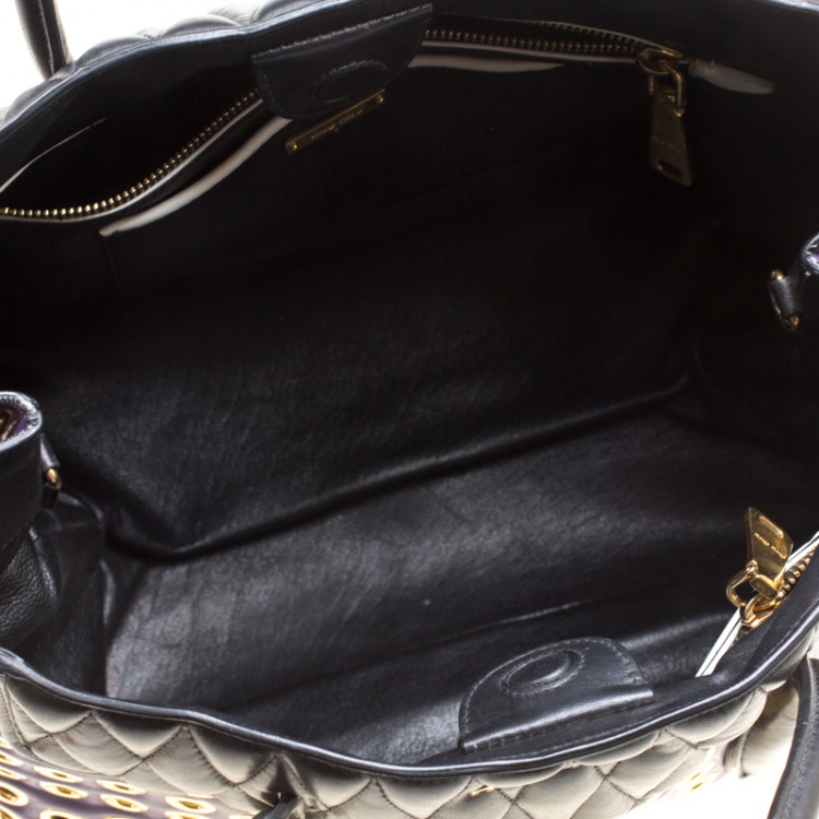 Pre Owned Miu Miu Purple Leather Biker Eyelet Tote