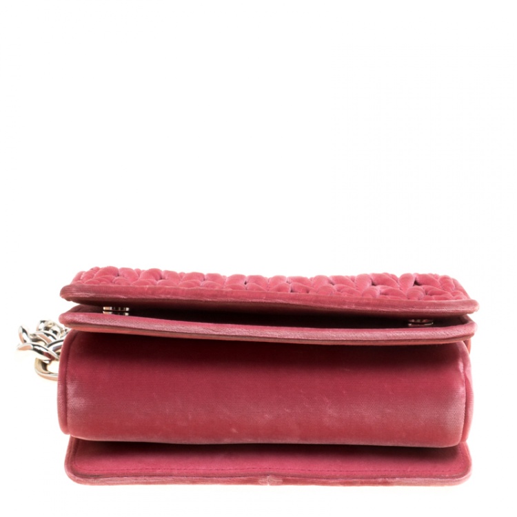 Pre Owned Miu Miu Matte Red Matelassé Velvet Small Club Shoulder Bag
